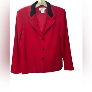 Vintage Alfred Dunner Vibrant Red Blazer with Black Accents